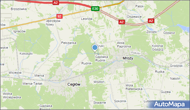 mapa Gajówka Rudnik, Gajówka Rudnik na mapie Targeo